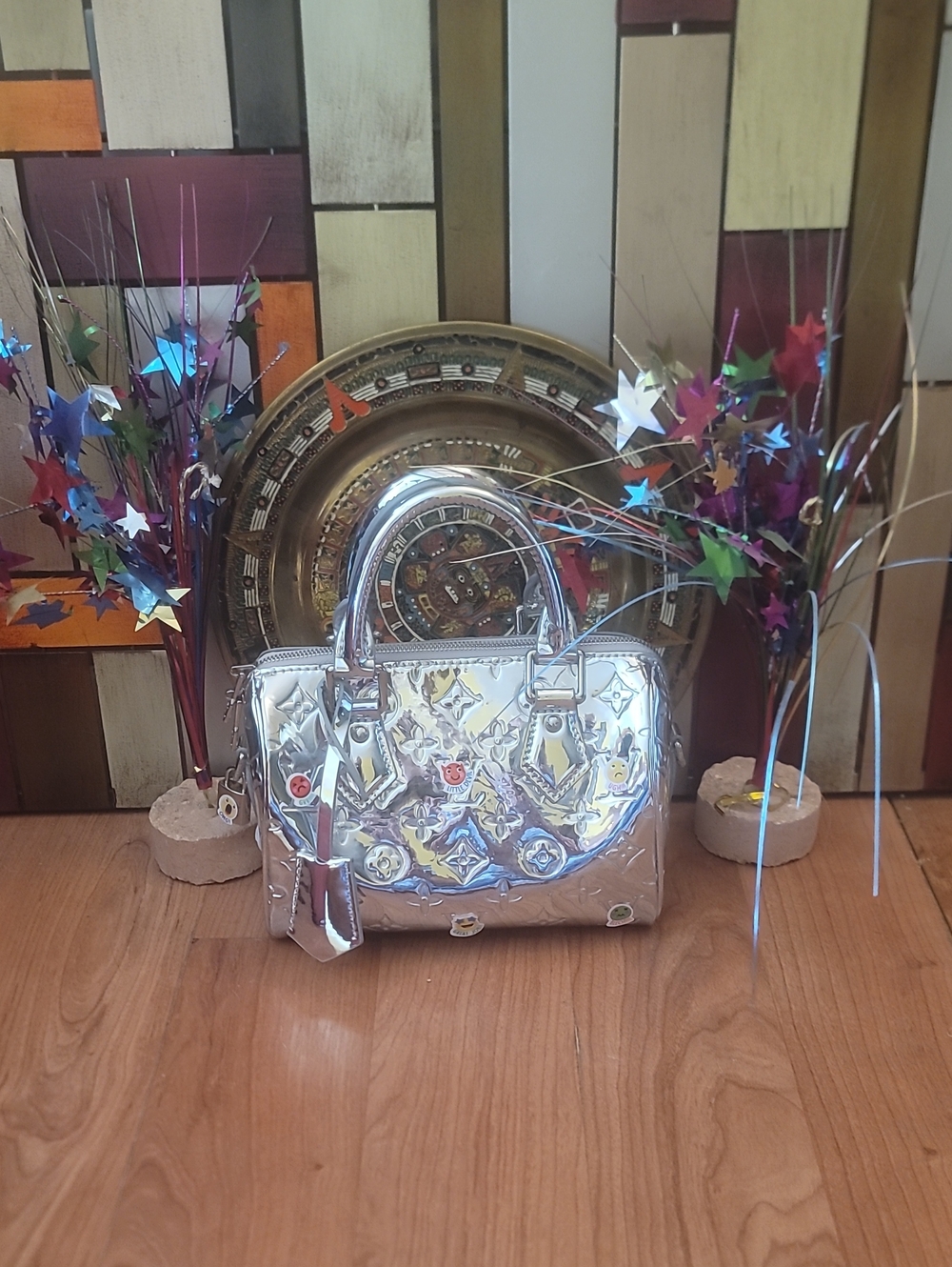 Silver Patent Satchel Handbag - Women Bags